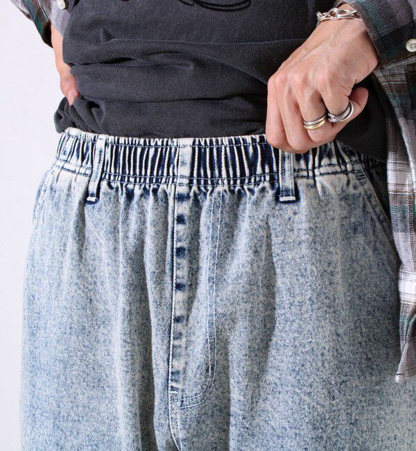 GLOSTER「【シーズンレス/UNISEX】ケミカルウォッシュ ワイドデニムイージーパンツ」|デニム|