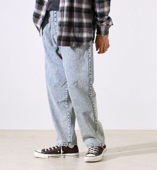 GLOSTER「【シーズンレス/UNISEX】ケミカルウォッシュ ワイドデニムイージーパンツ」|デニム|