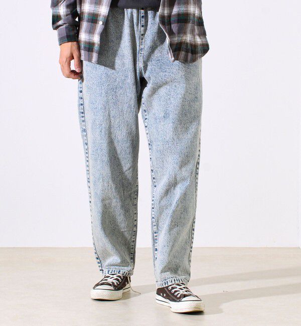 GLOSTER「【シーズンレス/UNISEX】ケミカルウォッシュ ワイドデニムイージーパンツ」|デニム|