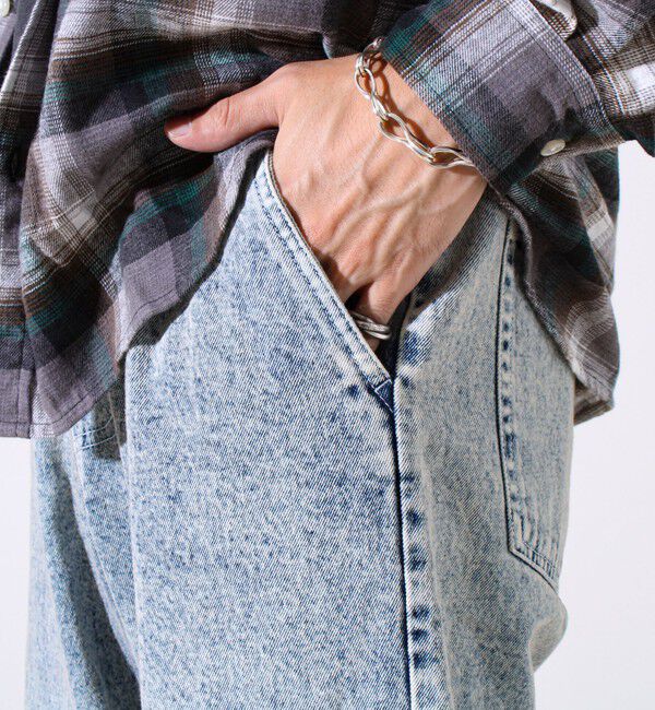 GLOSTER「【シーズンレス/UNISEX】ケミカルウォッシュ ワイドデニムイージーパンツ」|デニム|