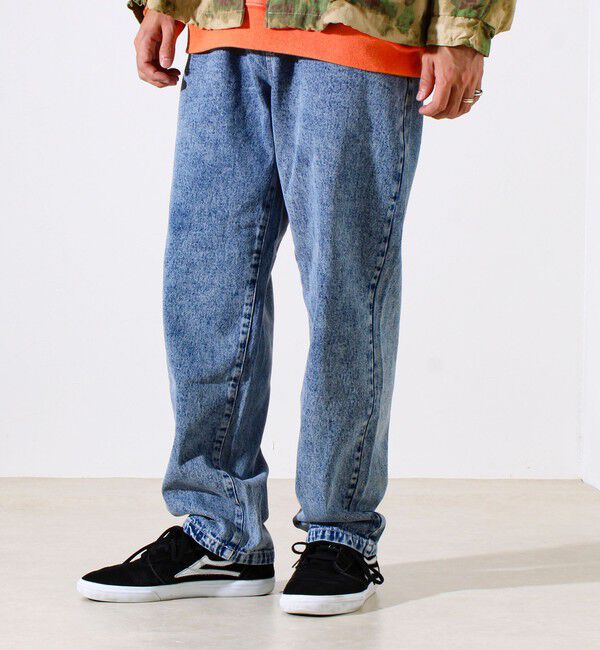 GLOSTER「【シーズンレス/UNISEX】ケミカルウォッシュ ワイドデニムイージーパンツ」|デニム|