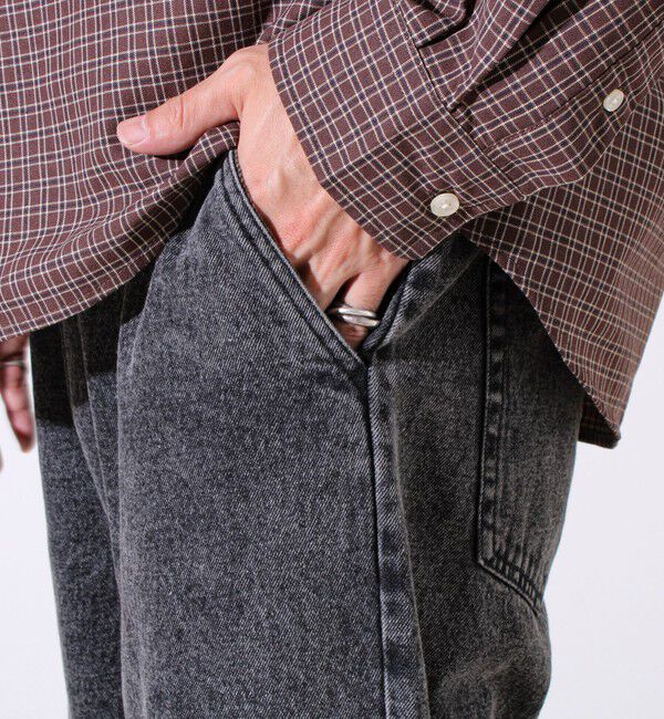 GLOSTER「【シーズンレス/UNISEX】ケミカルウォッシュ ワイドデニムイージーパンツ」|デニム|