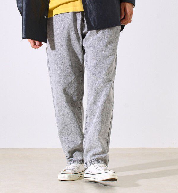 GLOSTER「【シーズンレス/UNISEX】ケミカルウォッシュ ワイドデニムイージーパンツ」|デニム|ライトグレー