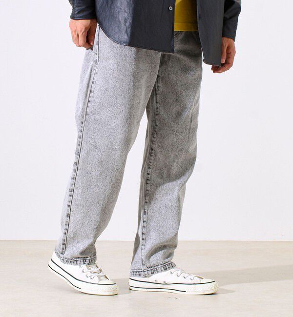 GLOSTER「【シーズンレス/UNISEX】ケミカルウォッシュ ワイドデニムイージーパンツ」|デニム|