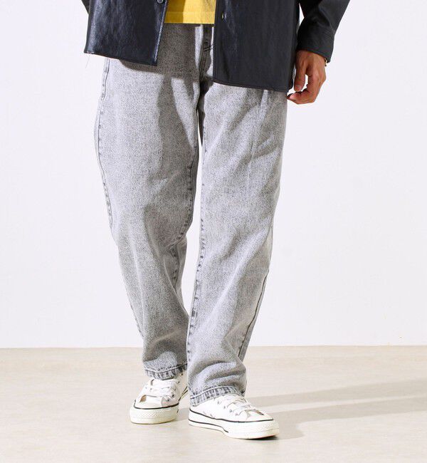 GLOSTER「【シーズンレス/UNISEX】ケミカルウォッシュ ワイドデニムイージーパンツ」|デニム|