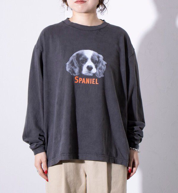 GLOSTER「【人気シリーズ】【DOG&CAT】犬猫ピグメント クルーネックロンT」|Tシャツ・カットソー|