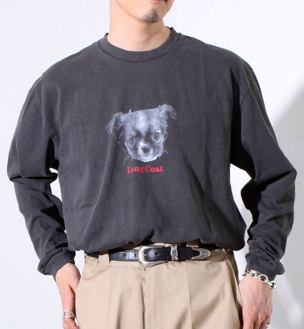 GLOSTER「【人気シリーズ】【DOG&CAT】犬猫ピグメント クルーネックロンT」|Tシャツ・カットソー|