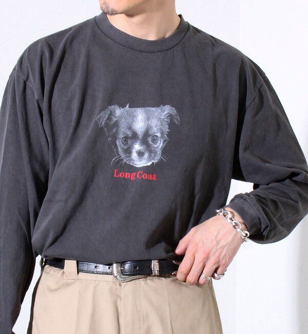 GLOSTER「【人気シリーズ】【DOG&CAT】犬猫ピグメント クルーネックロンT」|Tシャツ・カットソー|