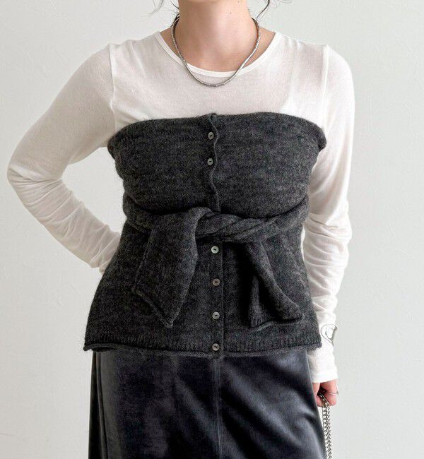 fredy emue「モヘヤ混ビスチェカーディガン」|カーディガン|チャコールグレー