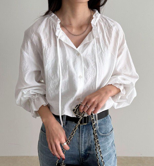 fredy emue「シャイニーシアーギャザーブラウス」|シャツ・ブラウス|