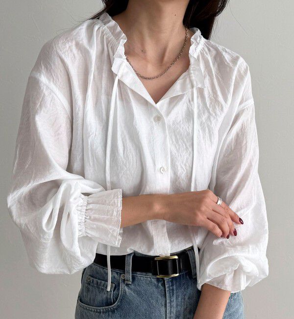 fredy emue「シャイニーシアーギャザーブラウス」|シャツ・ブラウス|