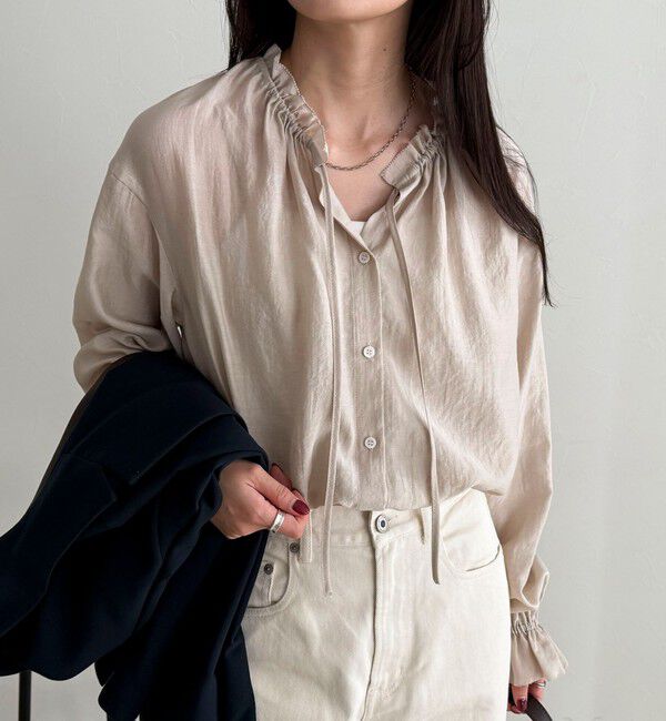 fredy emue「シャイニーシアーギャザーブラウス」|シャツ・ブラウス|