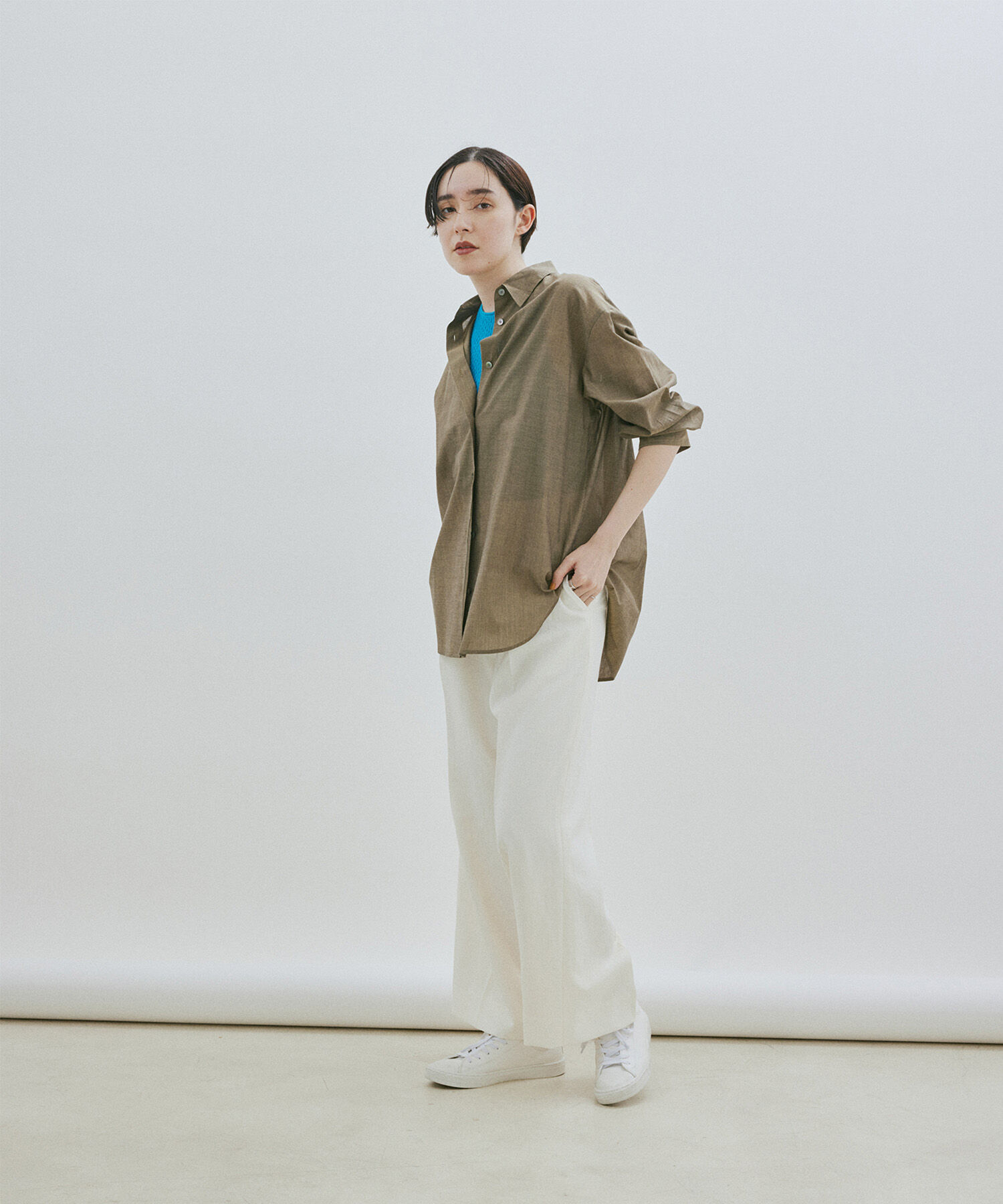 SALON adam et rope'「【NIPPON CULTURE】ワッシャーローンオーバーシャツ / 無地・ストライプ」|シャツ・ブラウス|