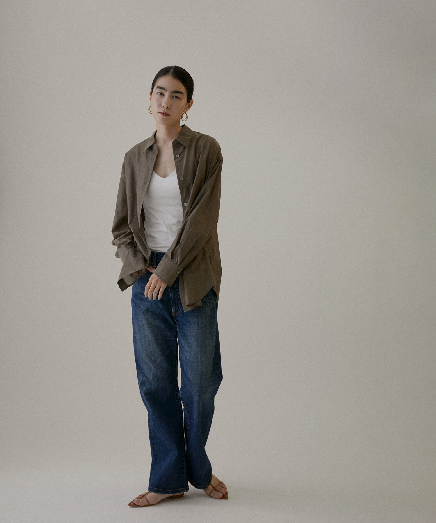 SALON adam et rope'「【NIPPON CULTURE】ワッシャーローンオーバーシャツ / 無地・ストライプ」|シャツ・ブラウス|