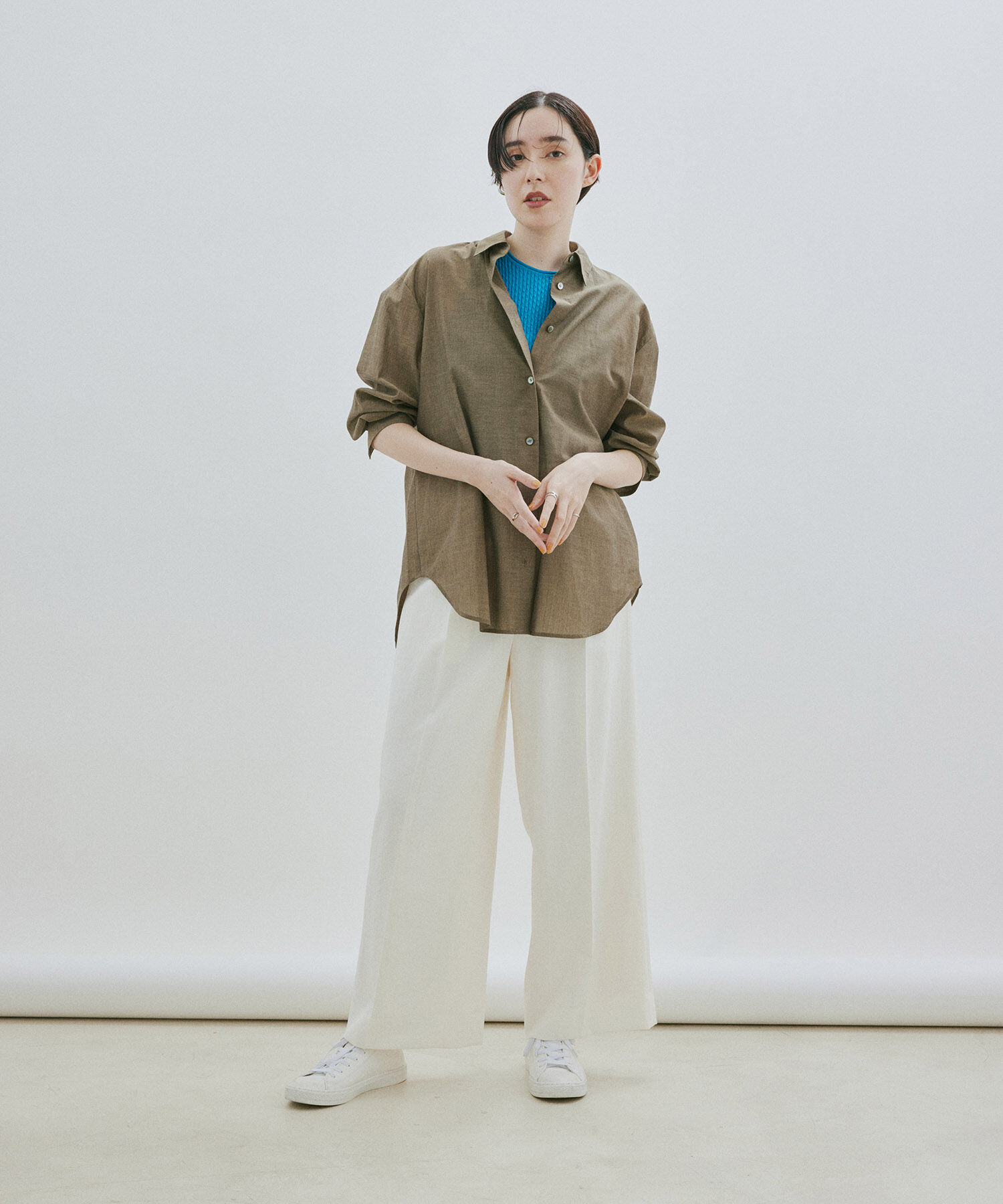 SALON adam et rope'「【NIPPON CULTURE】ワッシャーローンオーバーシャツ / 無地・ストライプ」|シャツ・ブラウス|