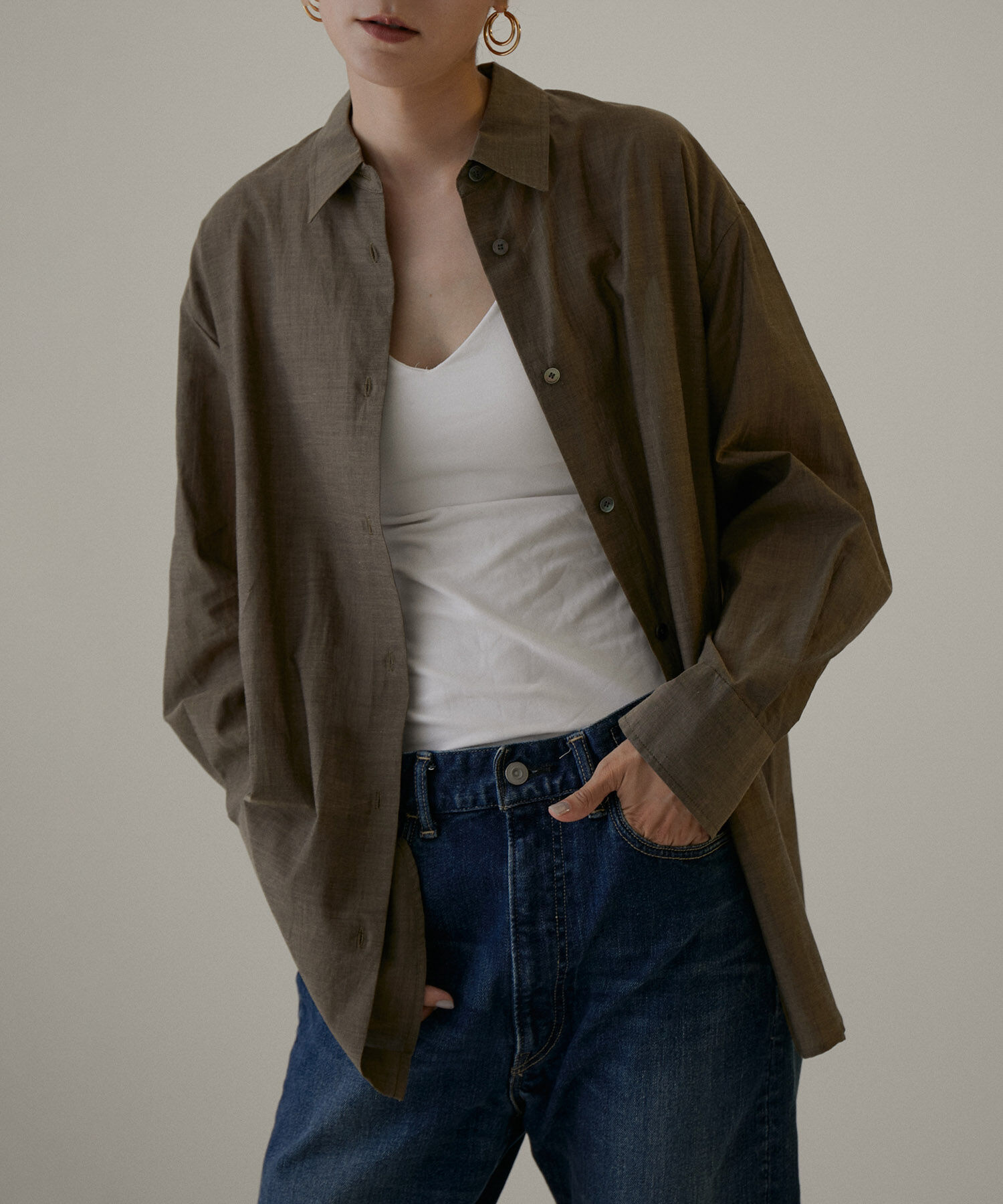 SALON adam et rope'「【NIPPON CULTURE】ワッシャーローンオーバーシャツ / 無地・ストライプ」|シャツ・ブラウス|