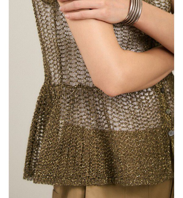 SALON adam et rope'「ブライトニットレースフレアージレ / ベスト［前後2WAY］」|ベスト・ジレ|