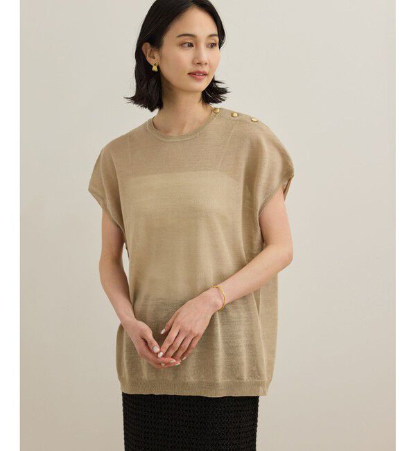 ROPE「ラミー フレンチスリーブプルオーバー/サマーニット」|ニット・セーター|ベージュ(27)