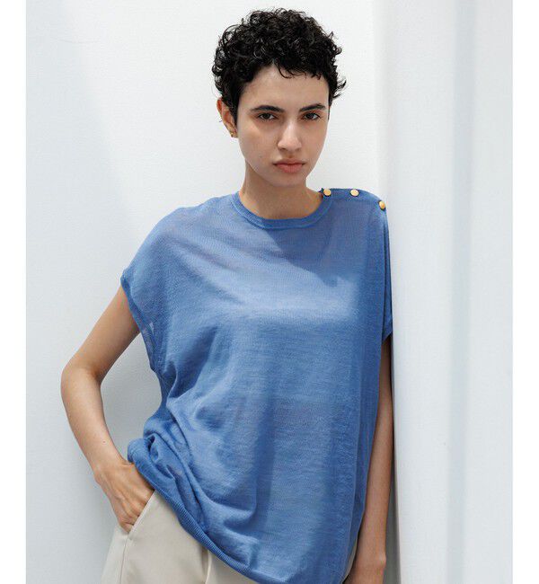 ROPE「ラミー フレンチスリーブプルオーバー/サマーニット」|ニット・セーター|ブルー(44)