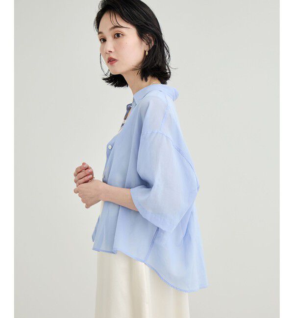 ROPE「【洗える】コットンシアークロップドシャツ」|シャツ・ブラウス|