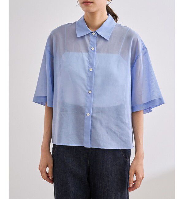 ROPE「【洗える】コットンシアークロップドシャツ」|シャツ・ブラウス|