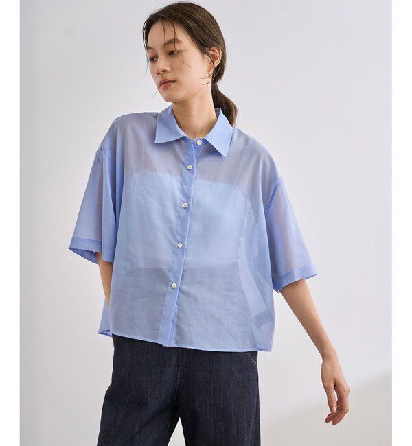 ROPE「【洗える】コットンシアークロップドシャツ」|シャツ・ブラウス|