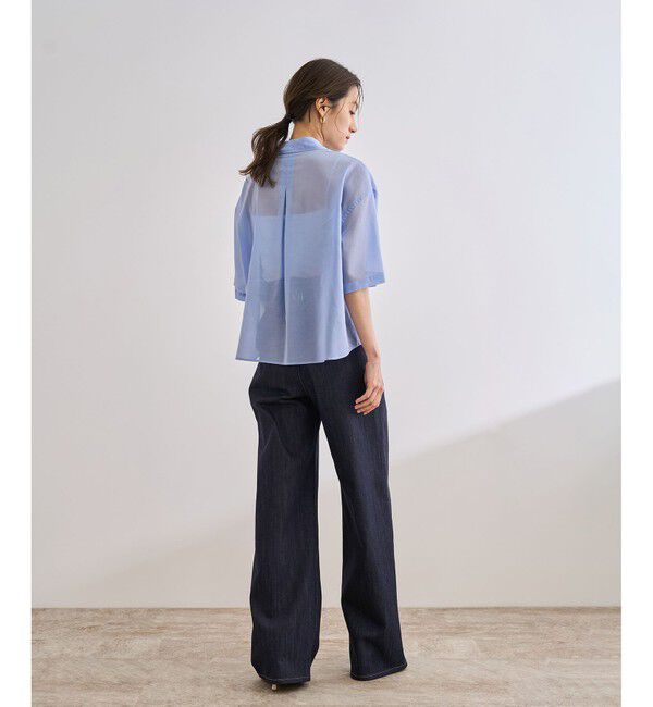 ROPE「【洗える】コットンシアークロップドシャツ」|シャツ・ブラウス|