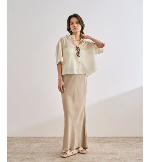 ROPE「【洗える】コットンシアークロップドシャツ」|シャツ・ブラウス|