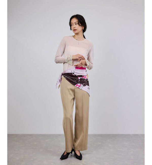 ROPE「レース袖シアーベロアカットソー/イージーケア」|Tシャツ・カットソー|