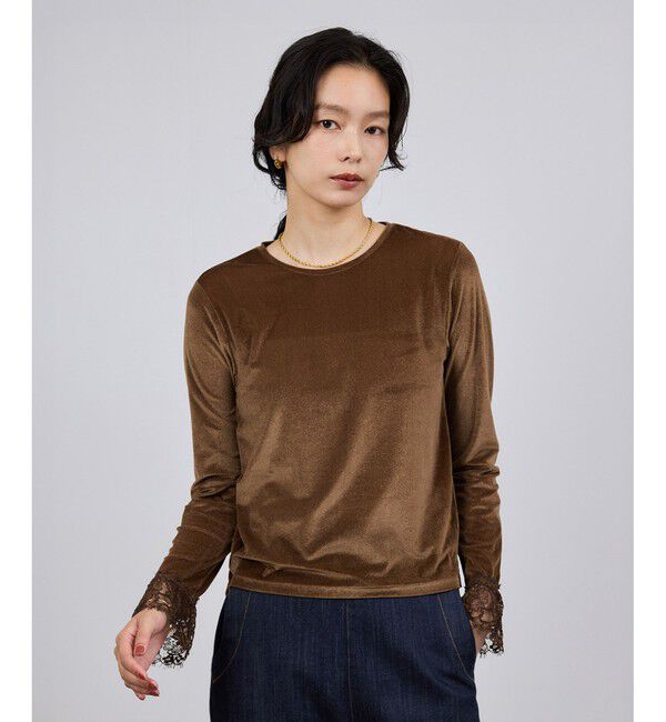 ROPE「レース袖シアーベロアカットソー/イージーケア」|Tシャツ・カットソー|
