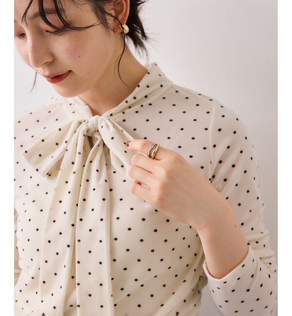 VIS「ベロアボウタイドットカットソー」|Tシャツ・カットソー|オフホワイト(15)