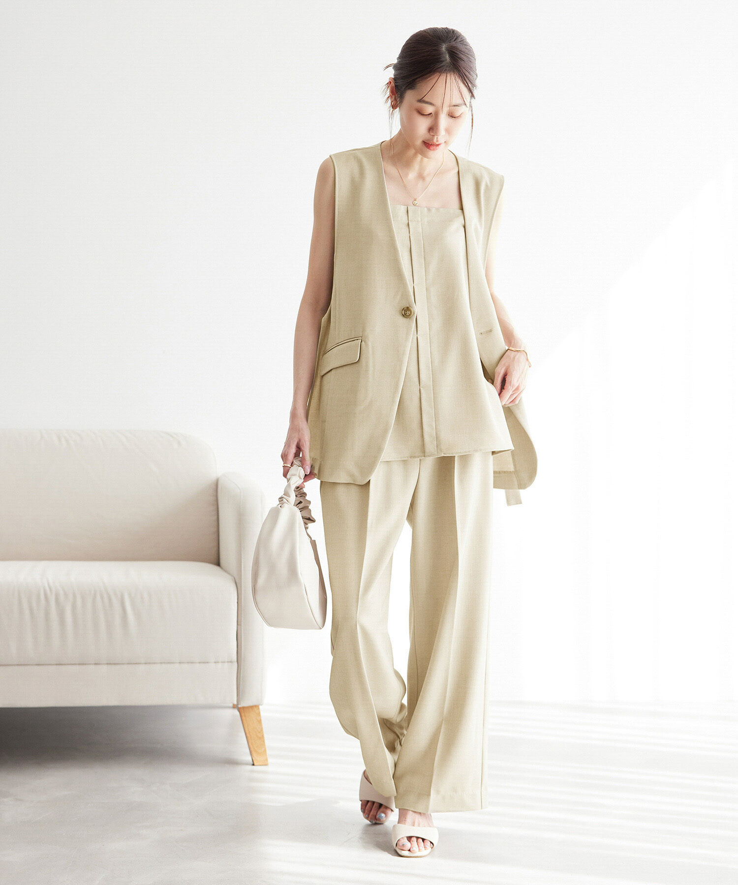 Rope&rsquo;Picnic「【ご好評につき新色追加決定！】リネン混シャンブレーパンツ/セットアップ対応・UVケア」|その他|