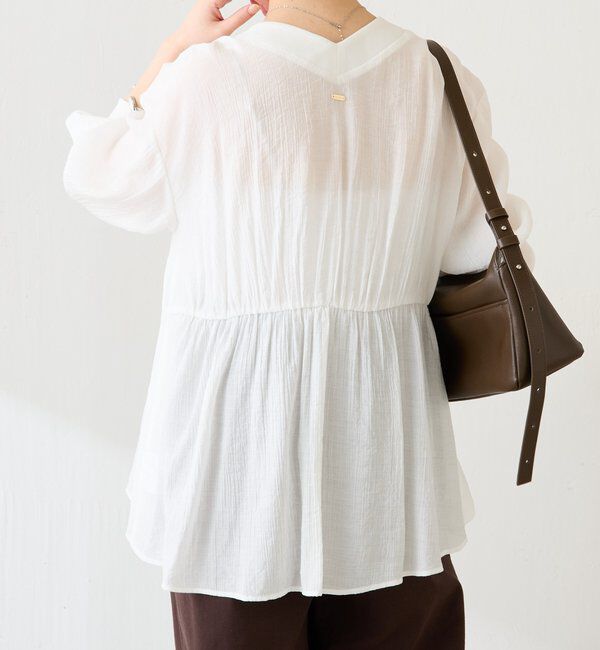  「ギャザー切替シャツカーディガン」|シャツ・ブラウス|