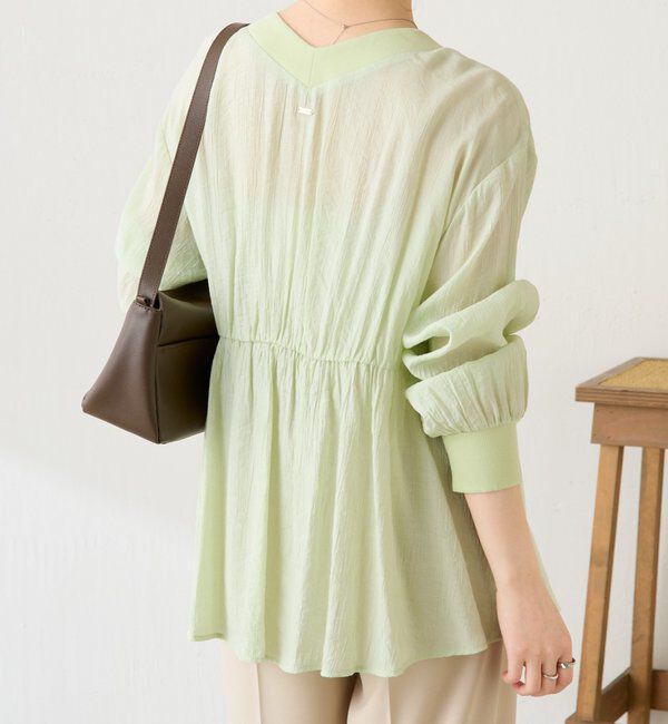  「ギャザー切替シャツカーディガン」|シャツ・ブラウス|