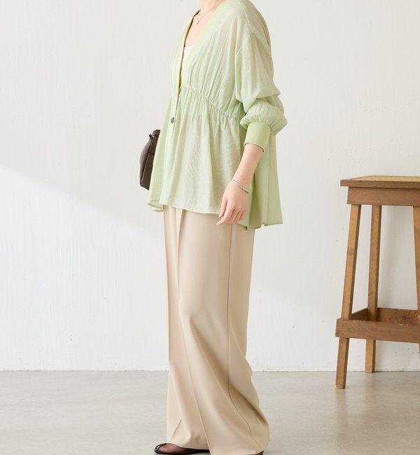  「ギャザー切替シャツカーディガン」|シャツ・ブラウス|