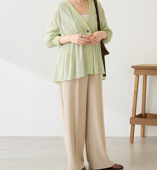  「ギャザー切替シャツカーディガン」|シャツ・ブラウス|