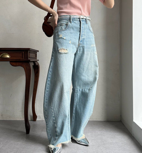  「【ベストセラーアイテム】ダメージカーブデニム」|デニム|