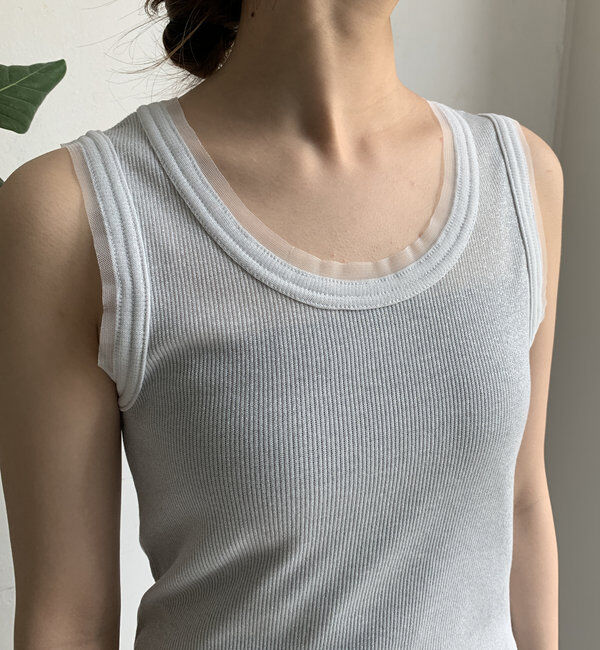  「ラメリブチュールタンク」|Tシャツ・カットソー|