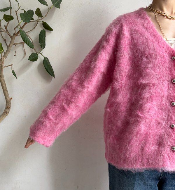  「ブラッシュ加工シルバーボタンカーディガン」|カーディガン|