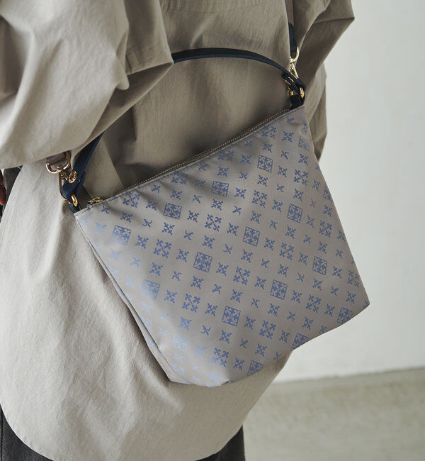  「ナイロンジャガードシンプルショルダーバッグ」|ショルダー・メッセンジャー|グレージュ