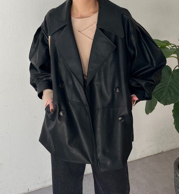  「【サイズ展開あり】レザーミドルコート」|その他|