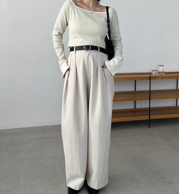  「ボーダー袖ボタンロンＴ」|Tシャツ・カットソー|