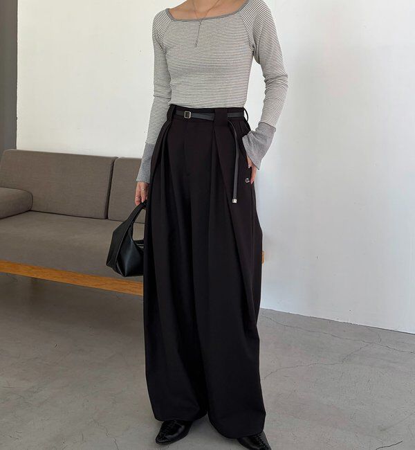  「ボーダー袖ボタンロンＴ」|Tシャツ・カットソー|