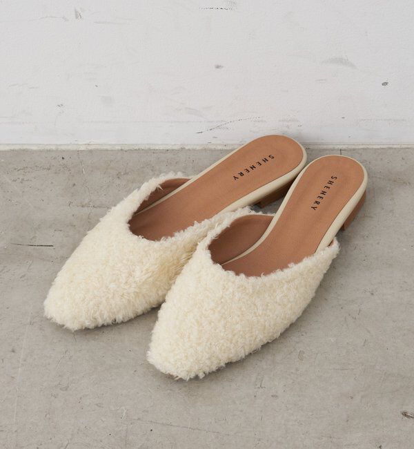  「フラットボアミュール」|その他|ホワイト