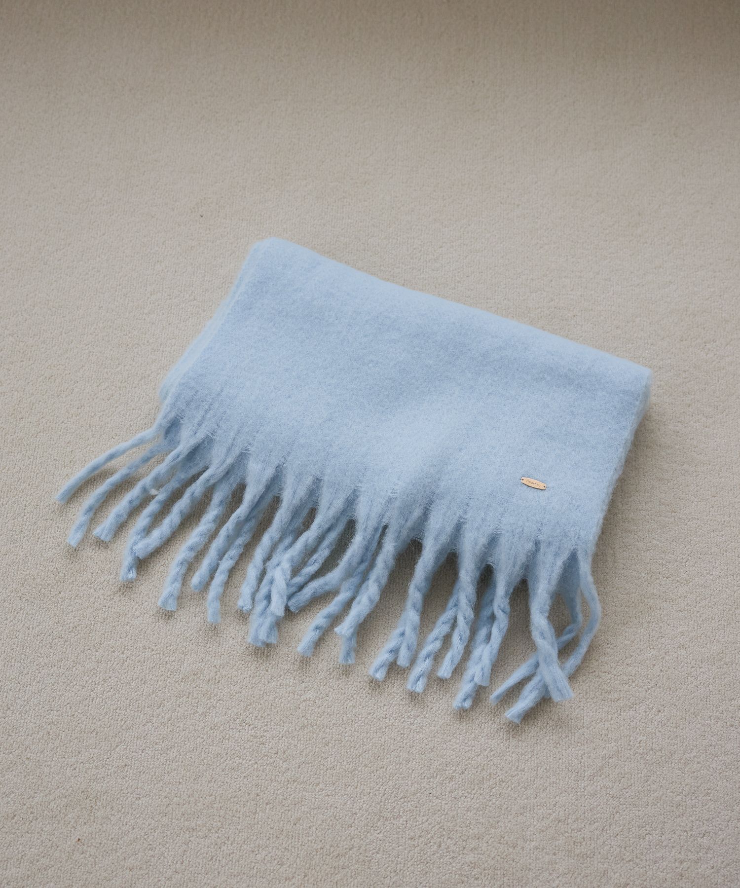 A part by 「モヘヤコンフリンジストール」|ストール|ライトブルー