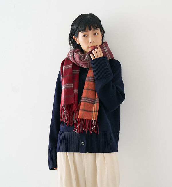 collex「ウールリバーシブルチェックストール」|マフラー|レッド系その他1