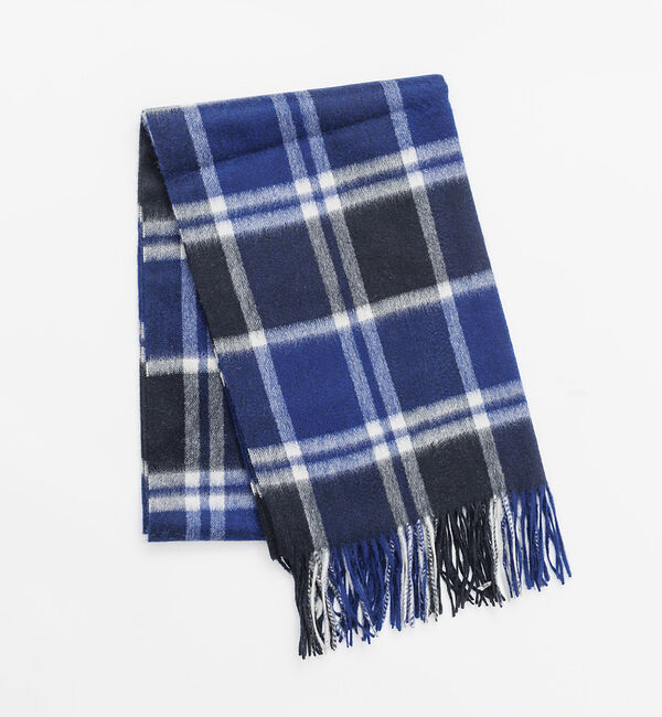 ABAHOUSE「【カシミヤ100％】チェック柄 マフラー 60&times;180」|マフラー|ブルー