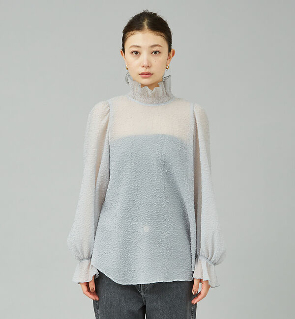 Rouge vif「ハイネックフリルシアーブラウス」|シャツ・ブラウス|