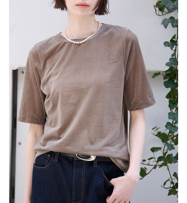 Rouge vif「【MICA&DEAL/マイカアンドディール】ベロアTEE / シアーベロア /」|Tシャツ・カットソー|グレージュ