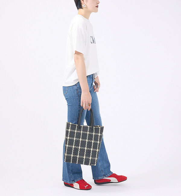 Rouge vif「【MOON BIRD/ムーンバード】手編みのメルカドバッグM/縦長/ギフト【WE」|トートバッグ|